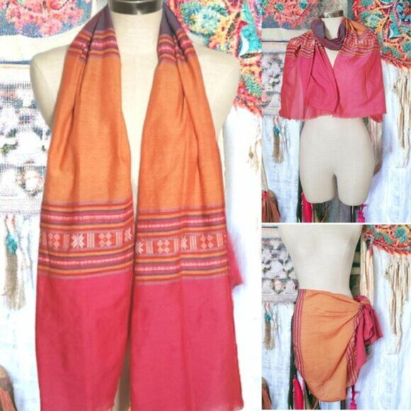 Multicolor Silk Vietnamese Hand Woven Artisan Cloth - Picture 1 of 7